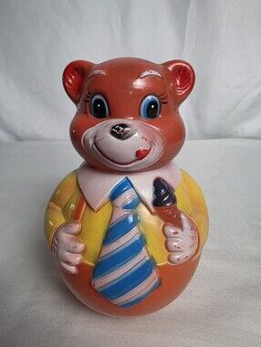 Vintage Kiddi Products Roly Poly Bear Plastic Chime Toy